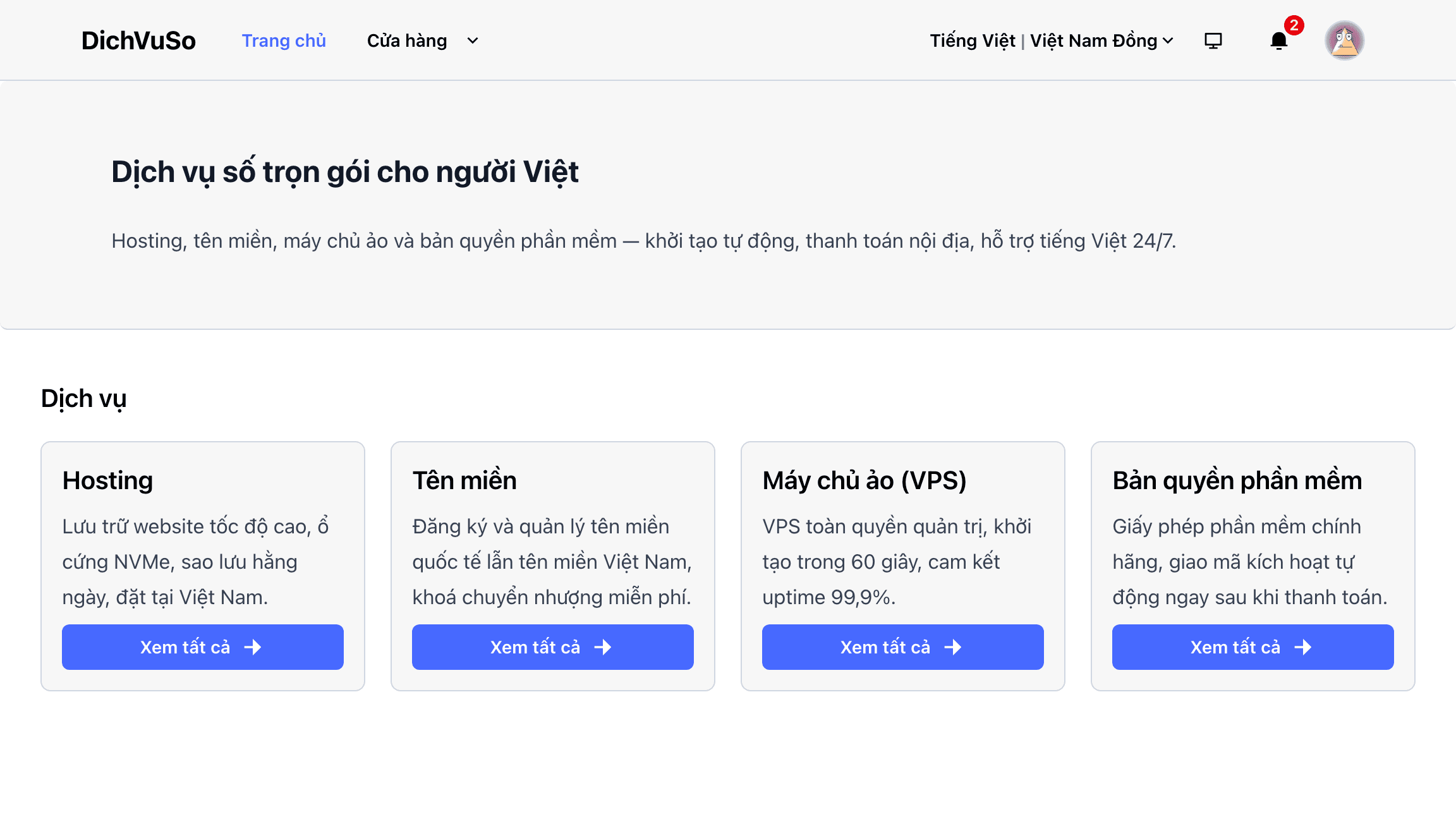 Cửa hàng bán dịch vụ số — ảnh màn hình 1