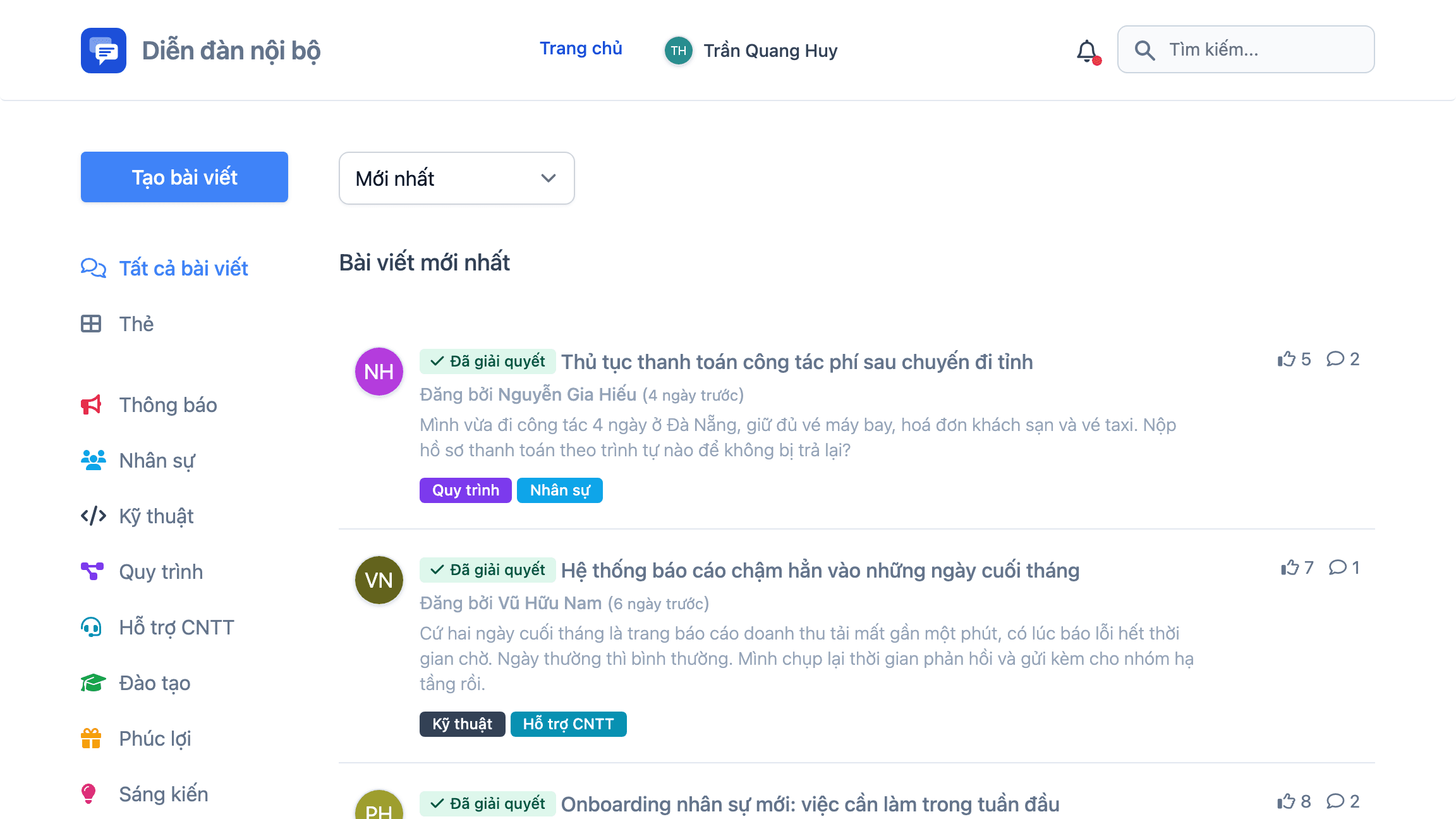 Diễn đàn nội bộ — ảnh màn hình 1